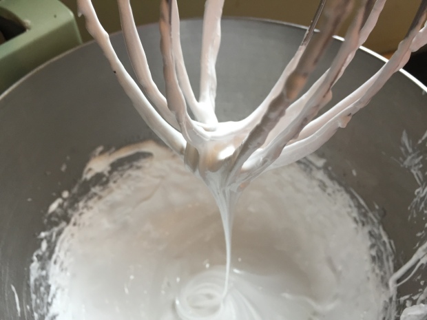 meringue holds a firm string of whites when pulled