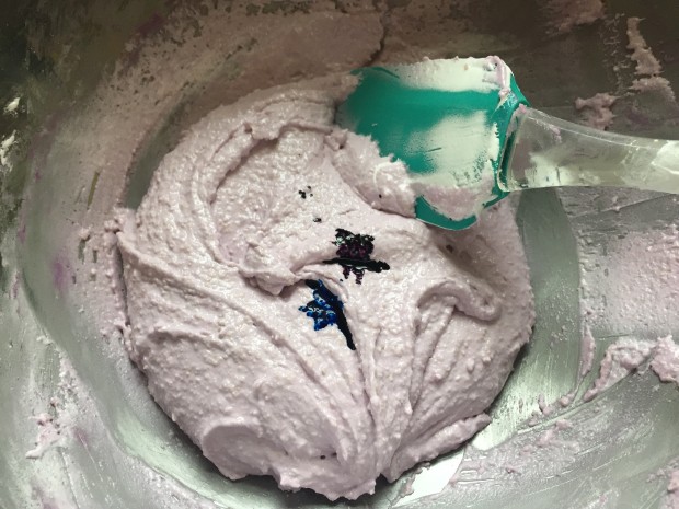 I added a bit more food dye  after the first round of meringue was added